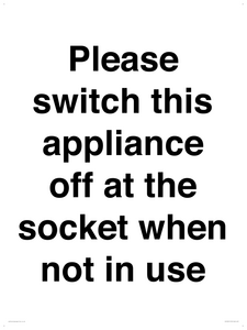 Please switch this appliance off at the socket when not in use